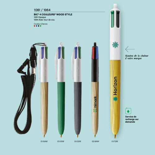Bic 4 Couleurs Wood Style - Réf EP1061-EP1064